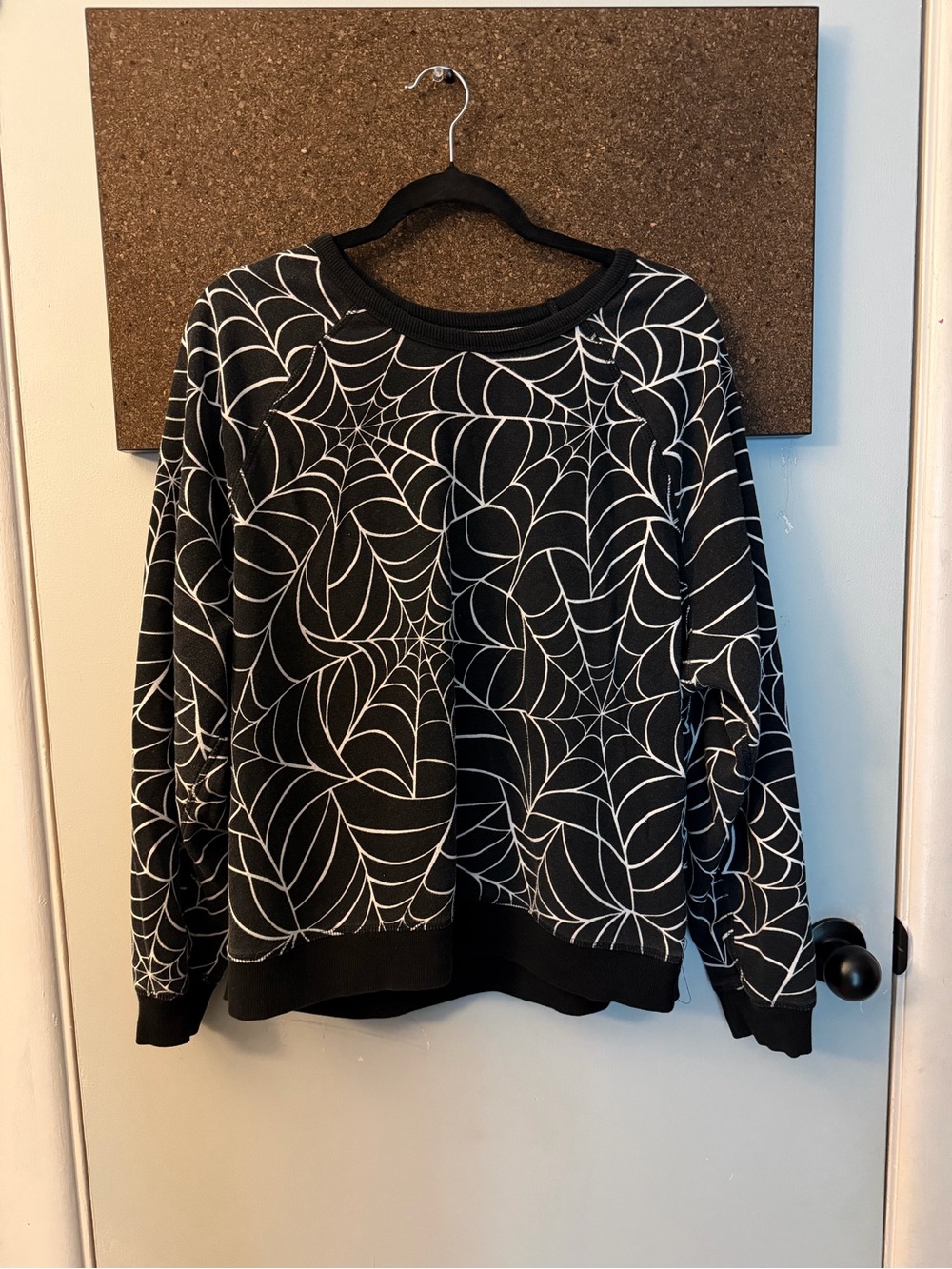 Grayson Threads Black Crewneck Sweater with White Web Print